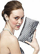 Iridescent Taffeta Quilted Clutch Handbag