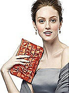 Ruffle Clutch Handbag in Iridescent Taffeta