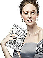 Ruffle Clutch Handbag in Iridescent Taffeta