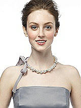 Faux Pearl and Rhinestone Ribbon Necklace