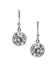 Sterling Silver Solitaire Bezel Drop Earrings