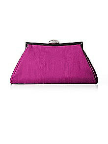 Dupioni Trapezoid Clutch with Jeweled Clasp
