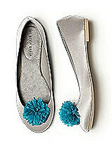 Crinkle Chiffon Flower Pom Pom Shoe Clip