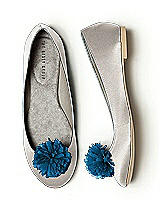 Crinkle Chiffon Flower Pom Pom Shoe Clip