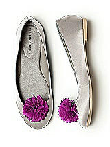 Crinkle Chiffon Flower Pom Pom Shoe Clip