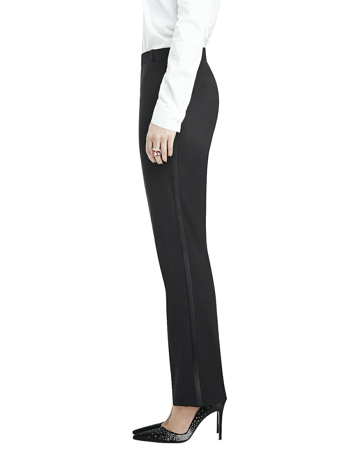 ladies tuxedo trousers satin stripe