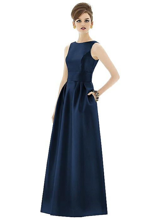 Alfred Sung Open Back Sateen Twill Gown D661 | The Dessy Group
